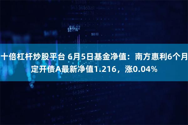 十倍杠杆炒股平台 6月5日基金净值：南方惠利6个月定开债A最新净值1.216，涨0.04%