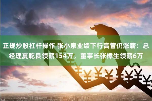 正规炒股杠杆操作 张小泉业绩下行高管仍涨薪：总经理夏乾良领薪154万，董事长张樟生领薪6万