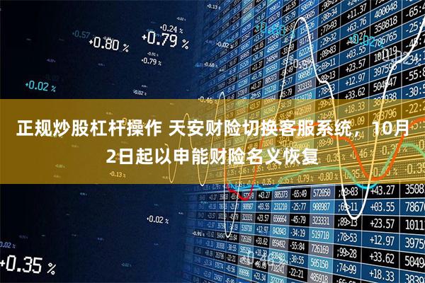 正规炒股杠杆操作 天安财险切换客服系统，10月2日起以申能财险名义恢复