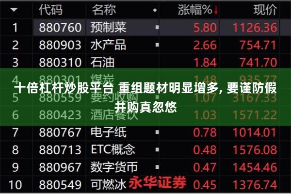 十倍杠杆炒股平台 重组题材明显增多, 要谨防假并购真忽悠